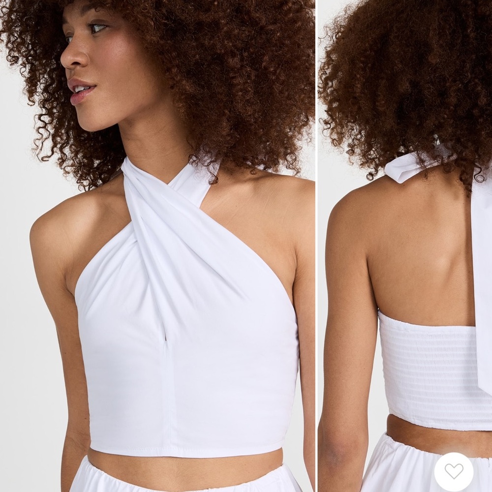 STAUD White Halter Crop Top